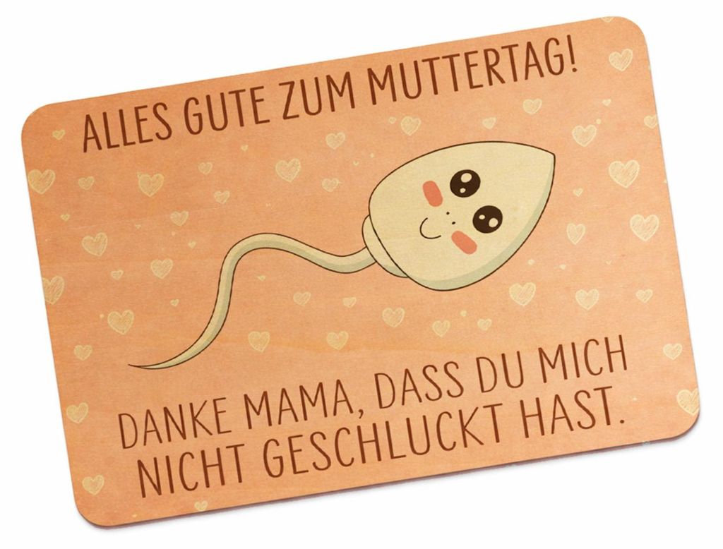 Danke Mama, dass du mich nicht geschluckt hast Postkarte aus Holz zum Muttertag