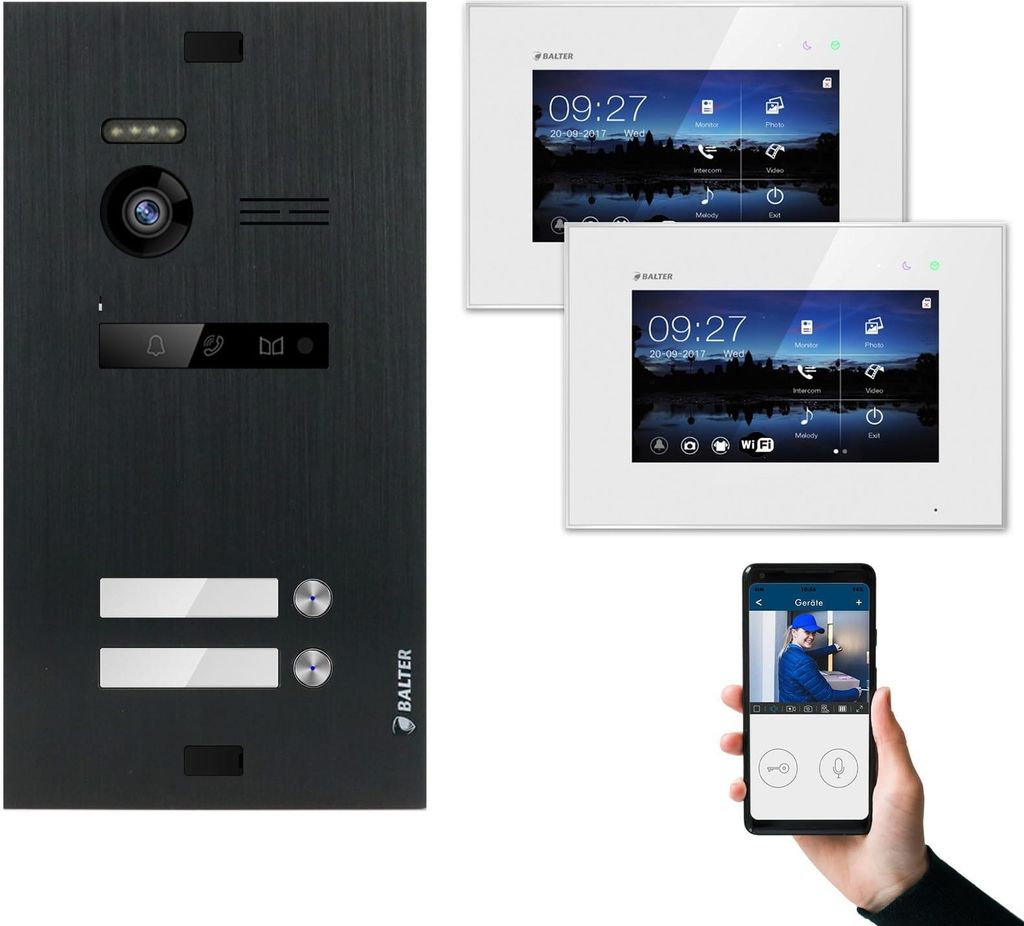 BALTER EVO Schwarz 2-Draht BUS 7" WiFi Monitor Video Produktbild 