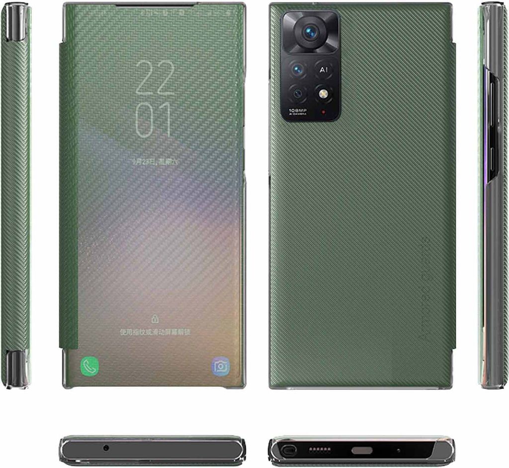 Für Xiaomi Redmi Note 11 Pro 5G Carbon Clear View Cover Hülle Case Grün