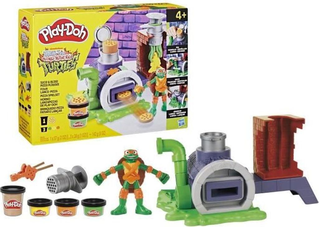 Play-Doh Knete Tortues Ninja Pizzaofen Set, Michelangelo Figur, Knetset, ab 4 Jahren