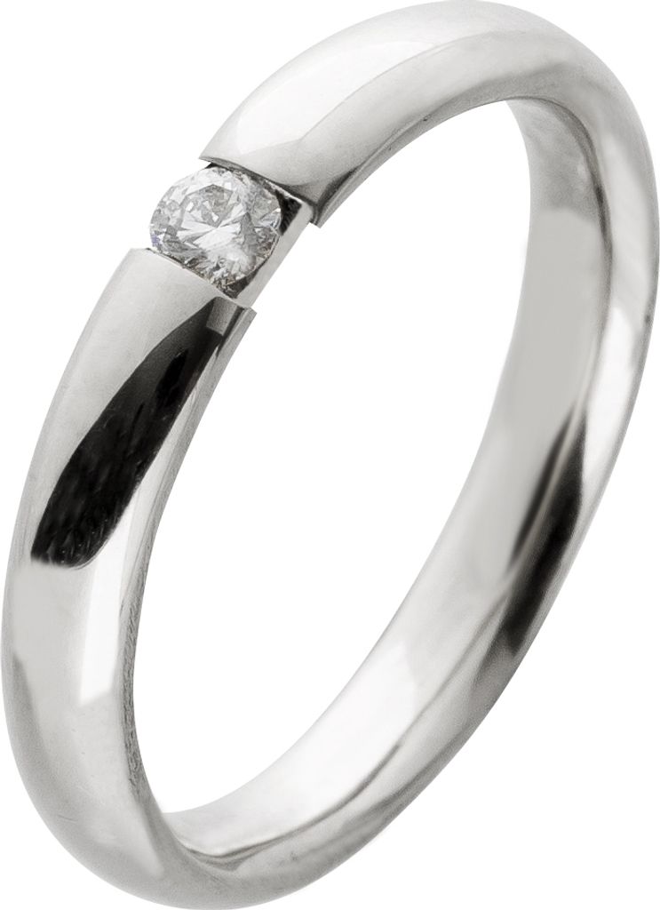 Diamant Spannring Ring Weißgold 585 14 Karat Solitär Diamant 0,10 17