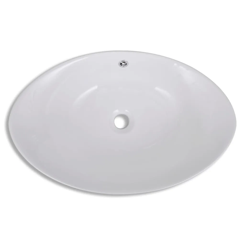 Lavabo Ovale in Ceramica con Troppopieno 59x38,5 - Ideale Famiglie - 5