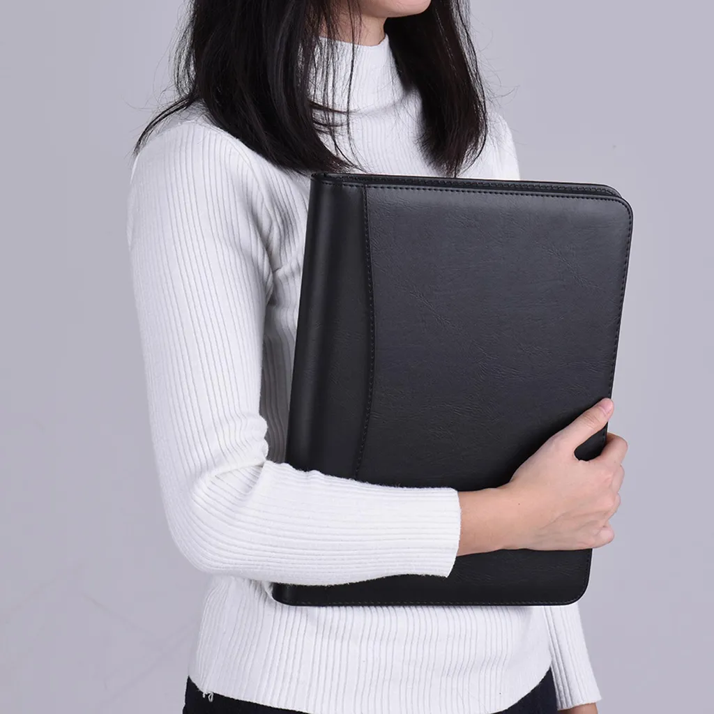 Padfolio A4 cuir PU : porte-documents organisé avec porte-cartes et U-Disk - 6