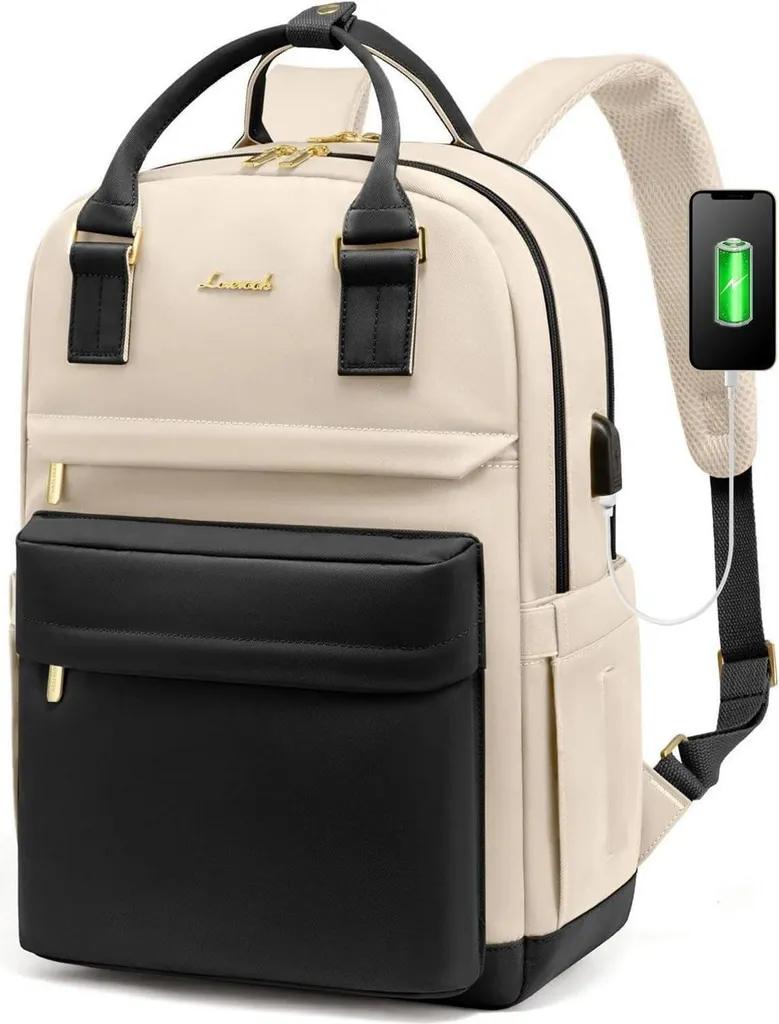 Zaino Da Lavoro Donna LOVEVOOK Zaino Porta PC Donna, 15,6 Pollici Impermeabile Zaino Antifurto Per Computer Portatile Con Porta USB Per Università