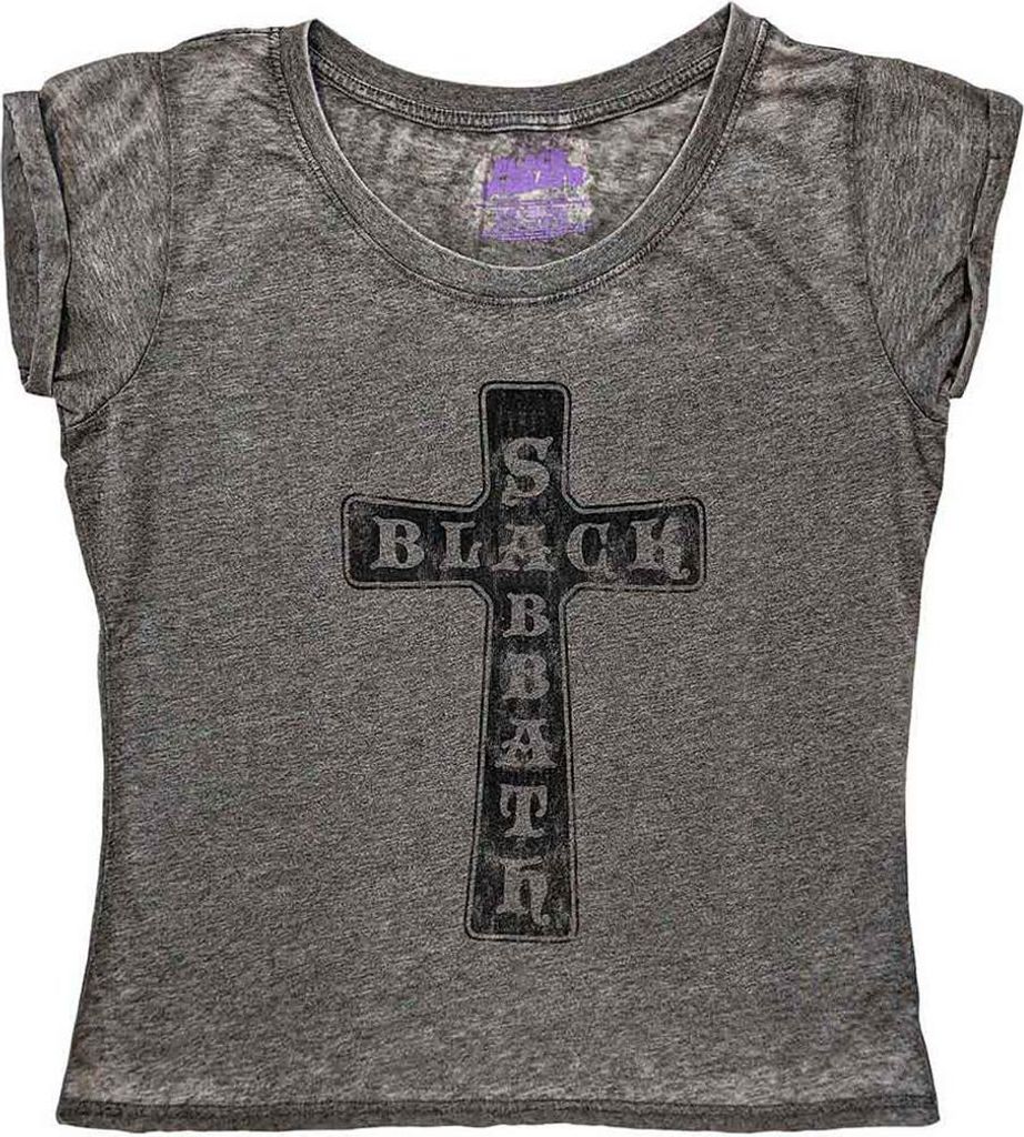 Black Sabbath T-Shirt Vintage Cross Burnout Ozzy Osbourne