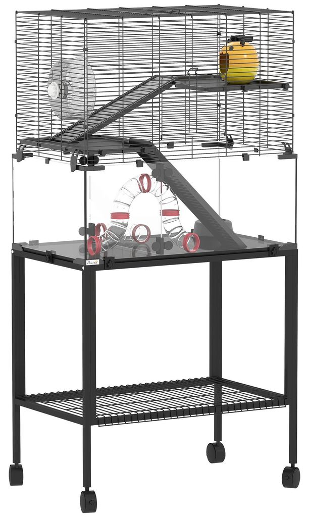 PawHut hamsterkooi met wielen, 3 verdiepingen, Productafbeelding 