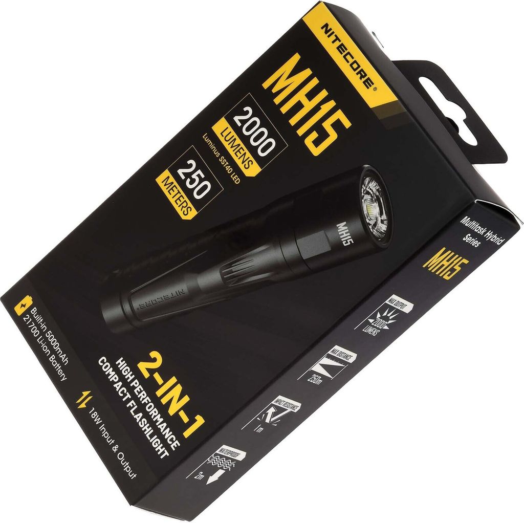Nitecore MH15 2000lm USB-C Taschenlampe mit Produktbild 