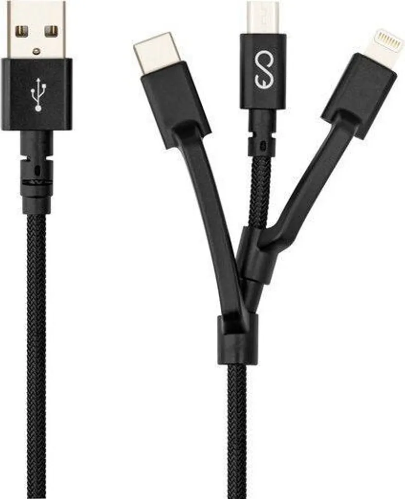 Fini les câbles emmêlés avec ce câble tressé 3-en-1 USB-C et Lightning