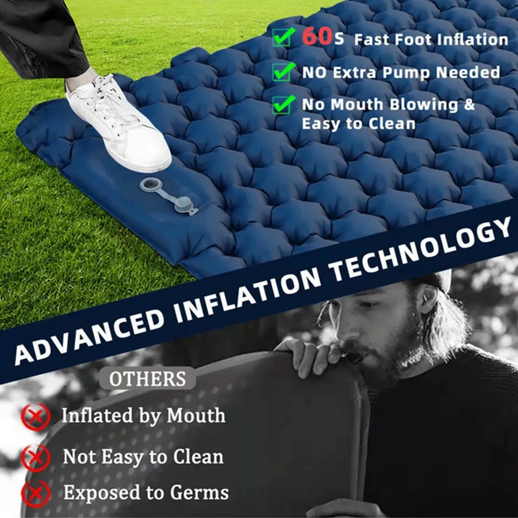 Matelas gonflable camping 2 personnes imperméable avec appui-tête - 6