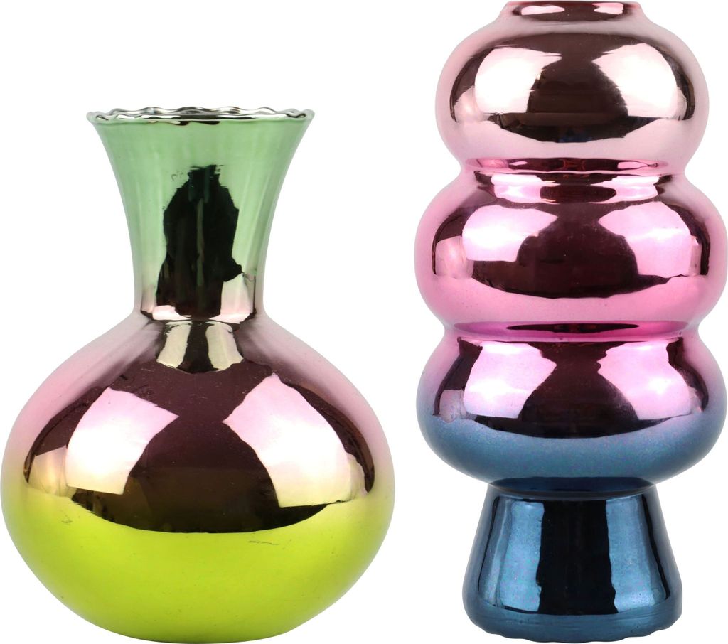 FURNARO Vasenset Radiance S/2 - Glasvasen bunt glänzend modern