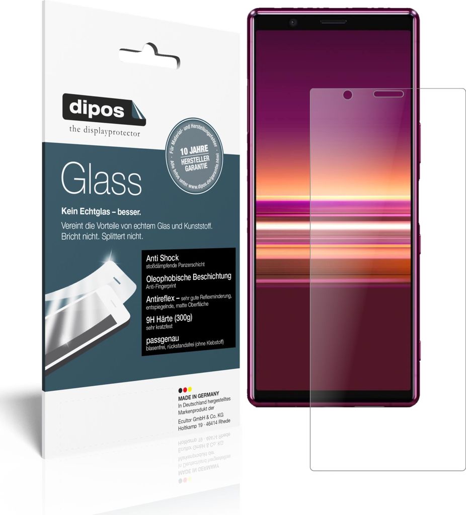 1x Schutzfolie für Sony Xperia 5 matt - Anti-Shock 9H Folie dipos Glass Kunststoffglas