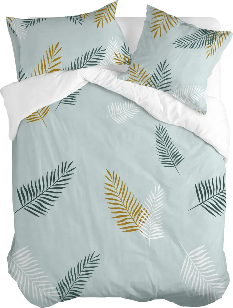 Housse de couette anti-pli HappyFriday Foliage Mint Blanc 155x220cm