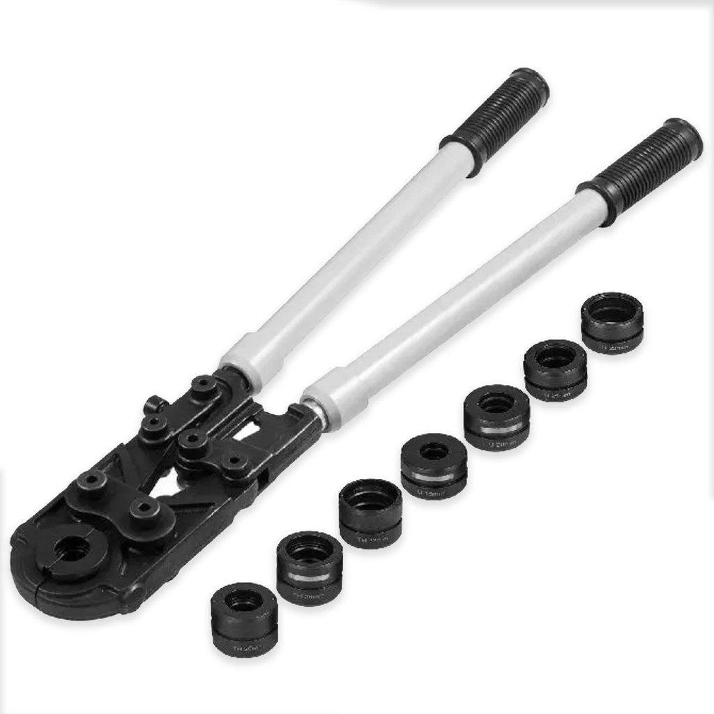 Tangenset 16-32 mm – TH und U Krimptang Hydraulisch – Perstang für Adereindhulzen – PEX Rohre