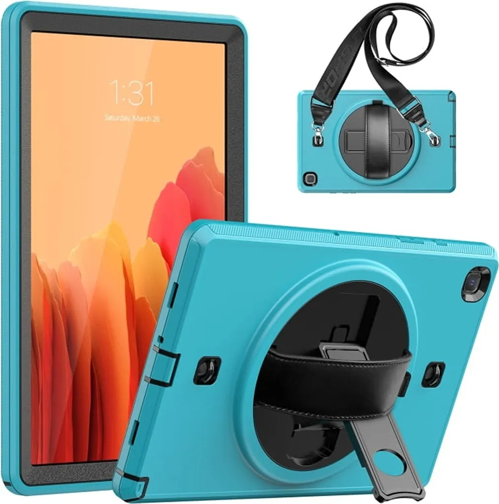 Custodia Bambini Samsung Galaxy A8 10.5 Turchese con Tracolla e Stand