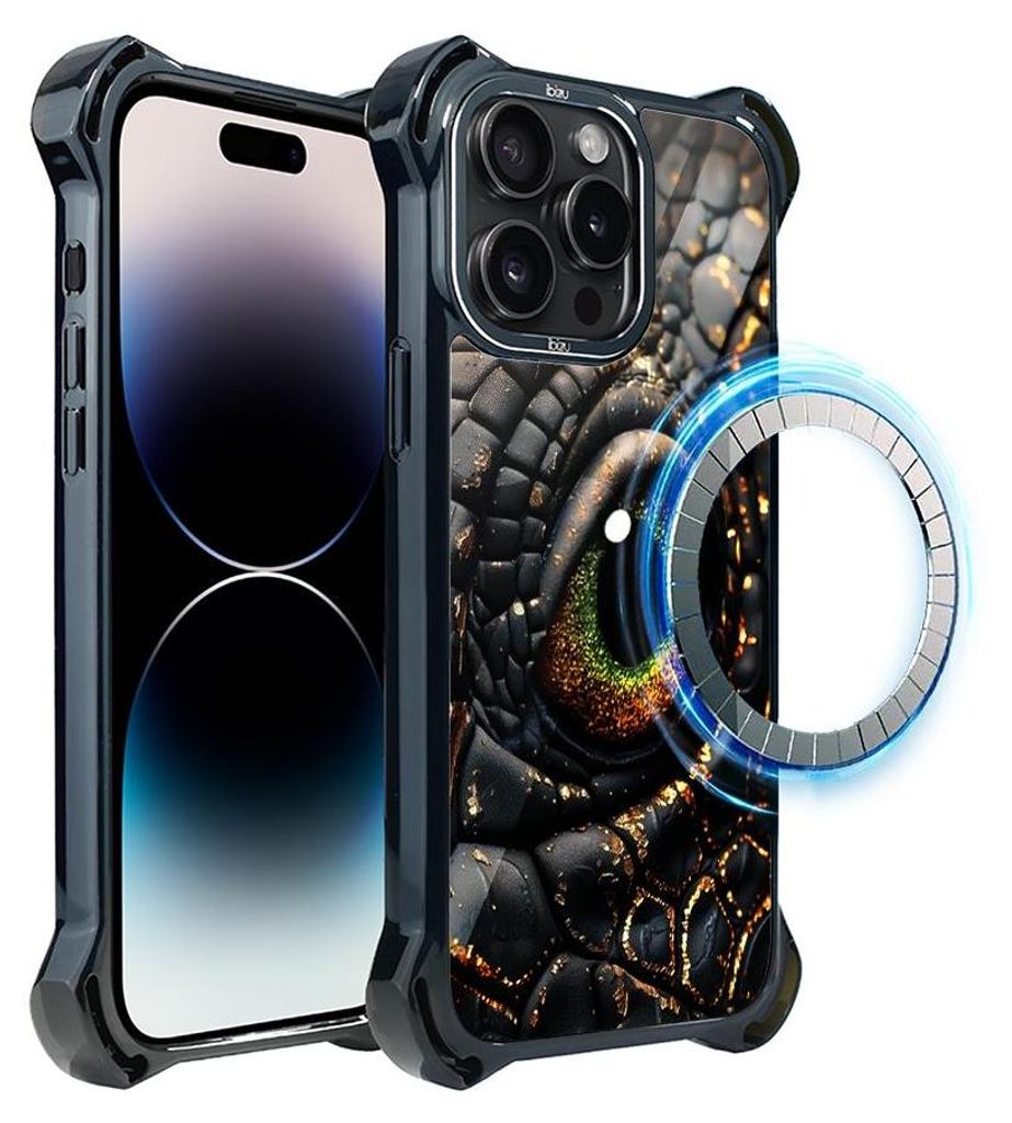 Schutzhülle für das iPhone 14 Pro Max, MagSafe-kompatibel, verstärkte Ecken, schwarz, Das Auge des Drachen
