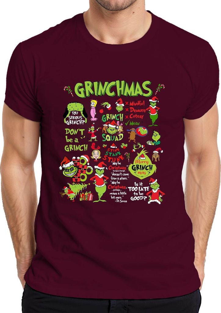 Grinchmas Grinch Squad Don't Be a Grinch Merry Christmas Funny Herren T-Shirt, Burgundy, XL