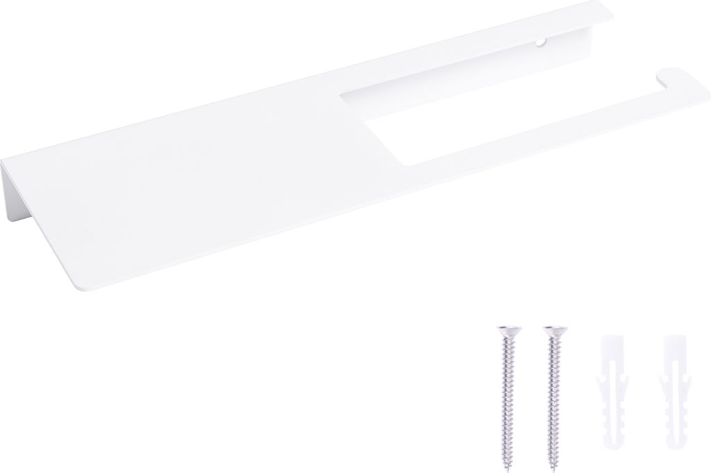 Natural Goods Berlin KLEAN Toilettenpapierhalter mit Ablage, WC-Halterung, Toilettenrollenhalter, Klopapierhalter, Wandmontage, Weiß