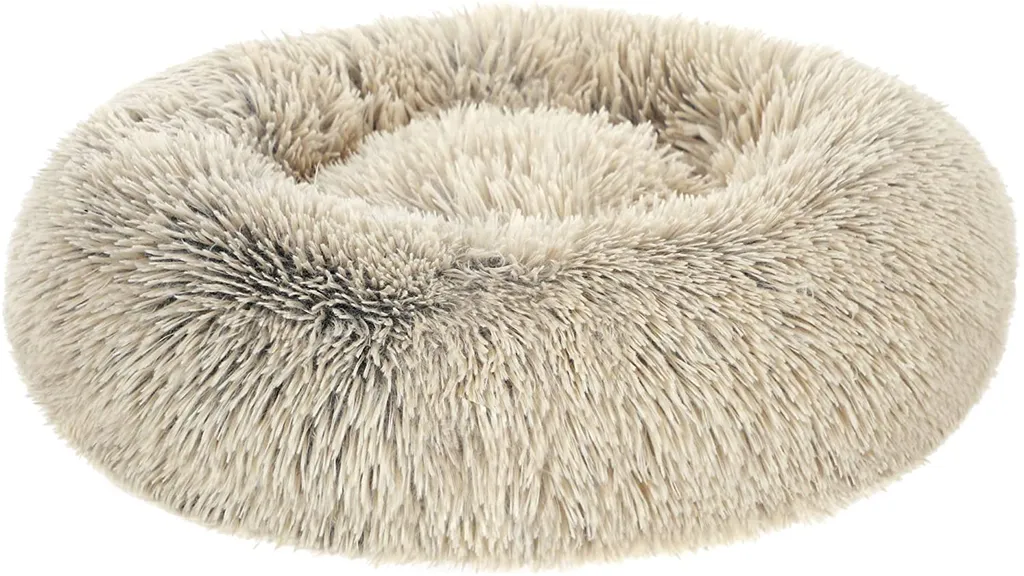 Panier Rond pour Chat et Petit Chien en Peluche Moelleuse 50 cm Kaki