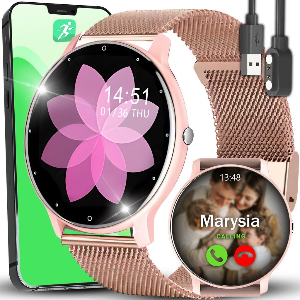 Smartwatch Zegarek Damski Wodoodporny Wyświetlacz Ips Pl Zdjęcie produktu 