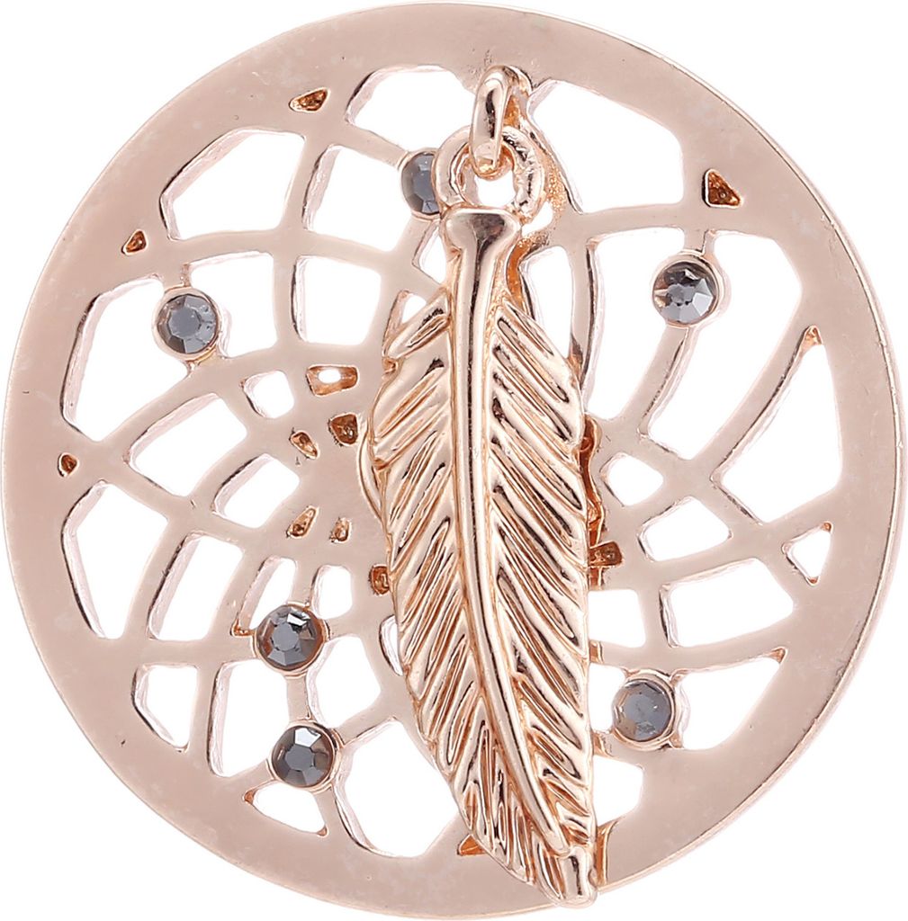 Morella Damen Coin Traumfänger mit Feder roségold 33 mm