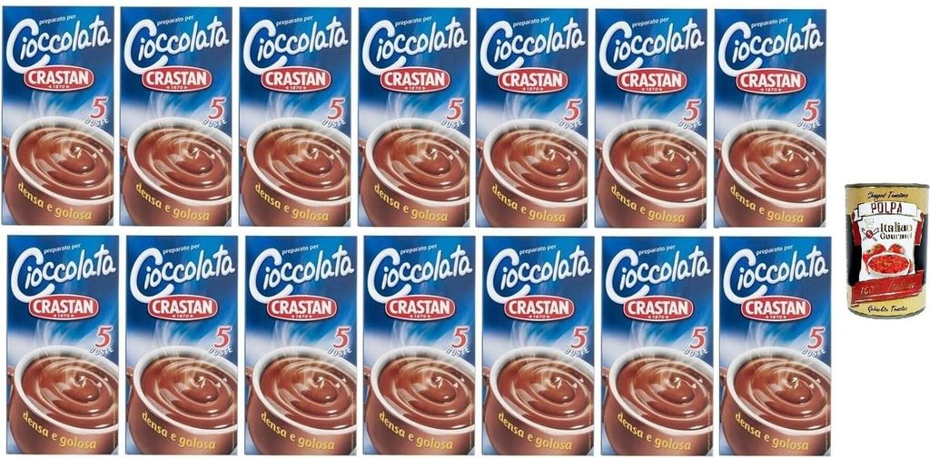 Crastan Cioccolata, Pulver Zubereitung für Schokolade, 14x 125g Packung, Jede Packung enthält 5 Beutel à 25g + Italian Gourmet polpa 400g