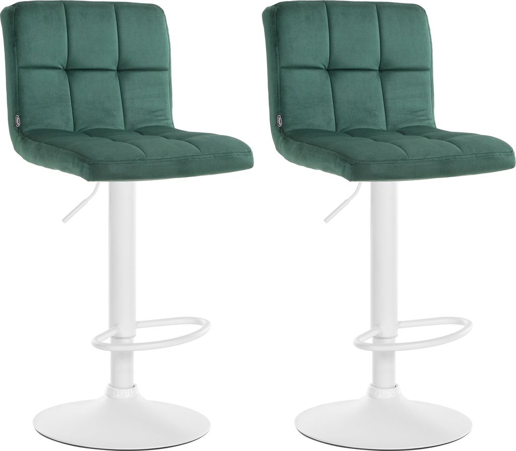 2er Set Barhocker HLO-CP289 Samt weiß grün