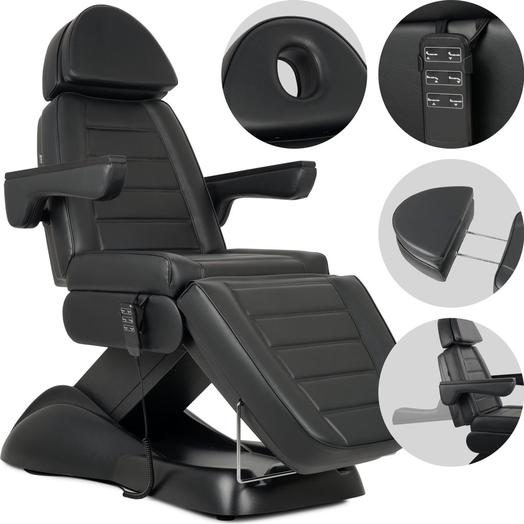 Habys Leo PRO 4 Kosmetikliege Massageliege Kosmetiksessel Kosmetikstuhl | Höhenverstellbar Elektrisch | 204 x 63 cm | Schwarz