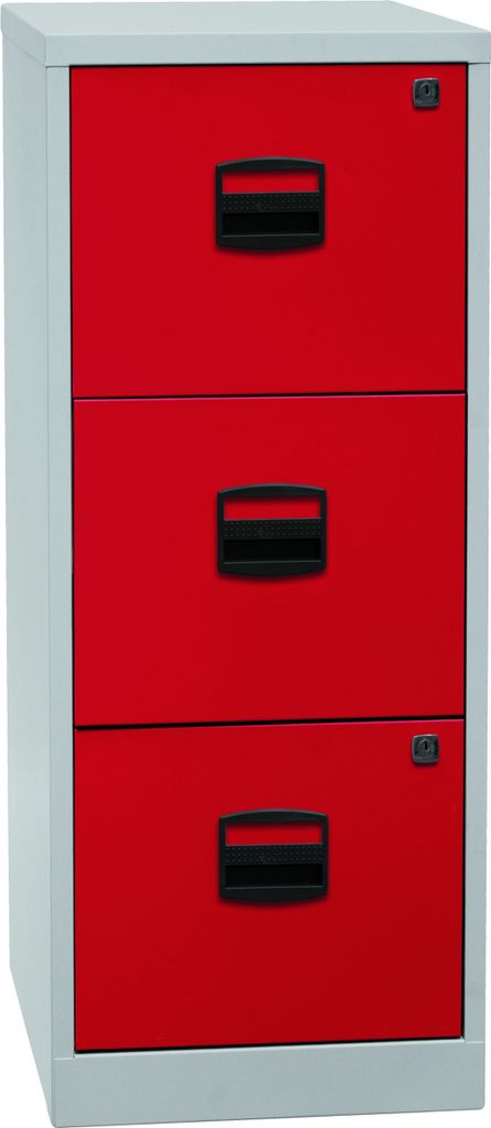 Bisley Home Hängeregistratur Schrank Home Office - Farbe: Lichtgrau/Kardinalrot