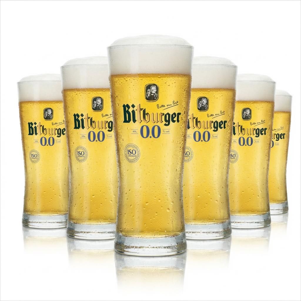 6x Bitburger Bier Glas 0,3l Becher Pokal Tulpe Gläser Produktbild 