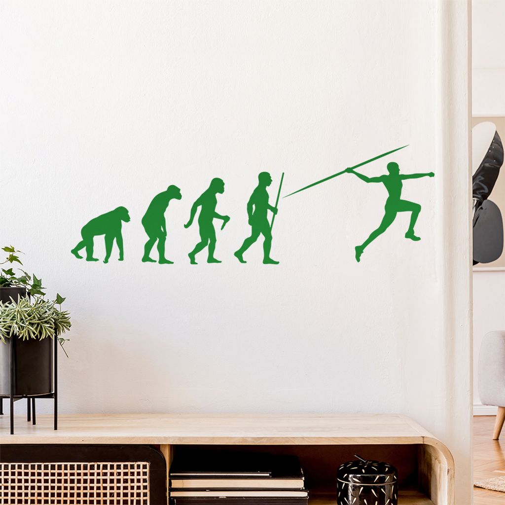 Speerwurf Evolution Wandtattoo Wandaufkleber Wall Sticker - Dekoration, Küche, Wohnzimmer, Schlafzimmer, Badezimmer