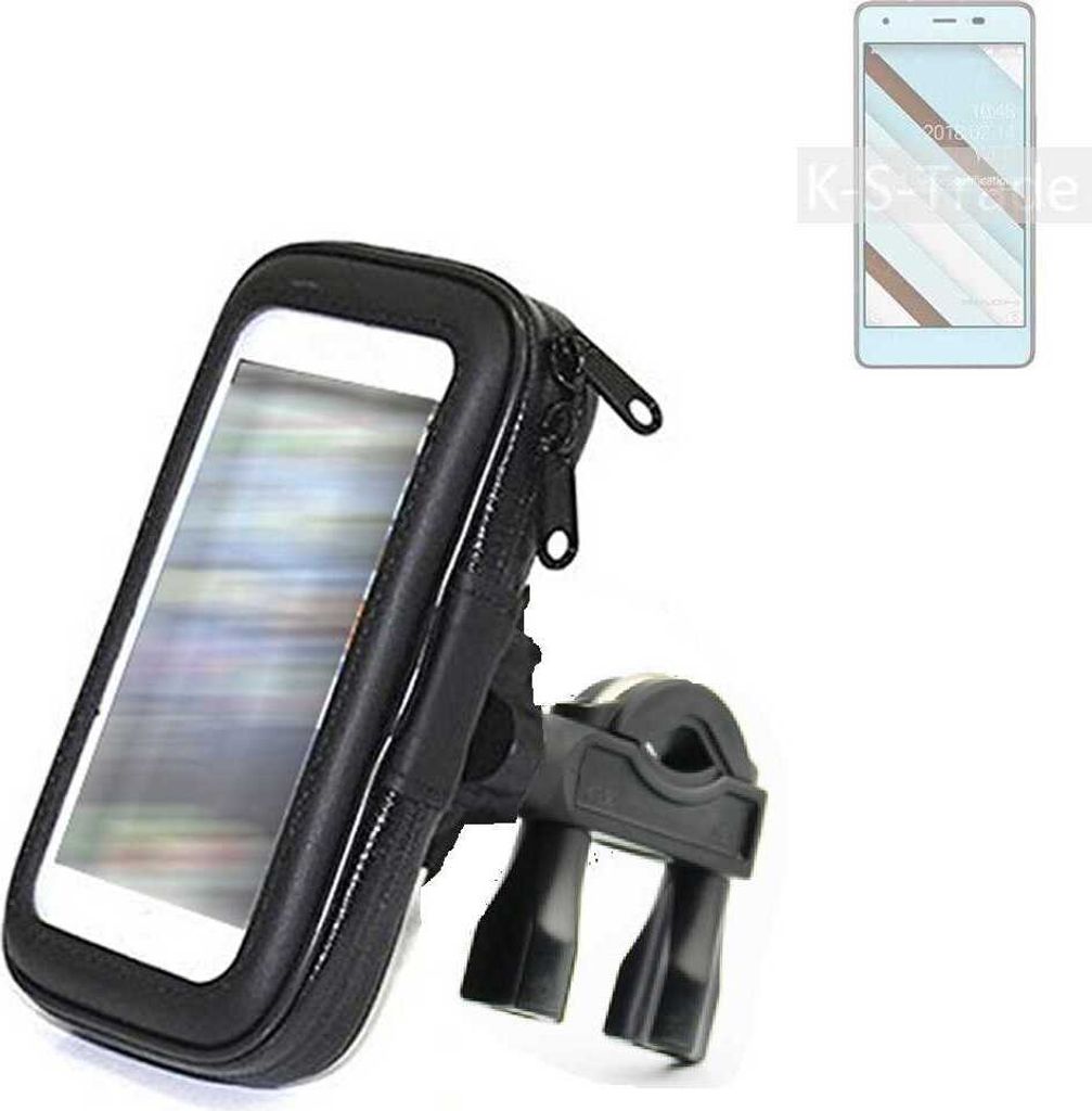 K-S-Trade Fahrrad-Halterung kompatibel mit Kyocera Qua phone QZ Handy-Halterung Halter Lenkstange Fahrradhalterung Motorrad Bike Mount Wasserabweisend