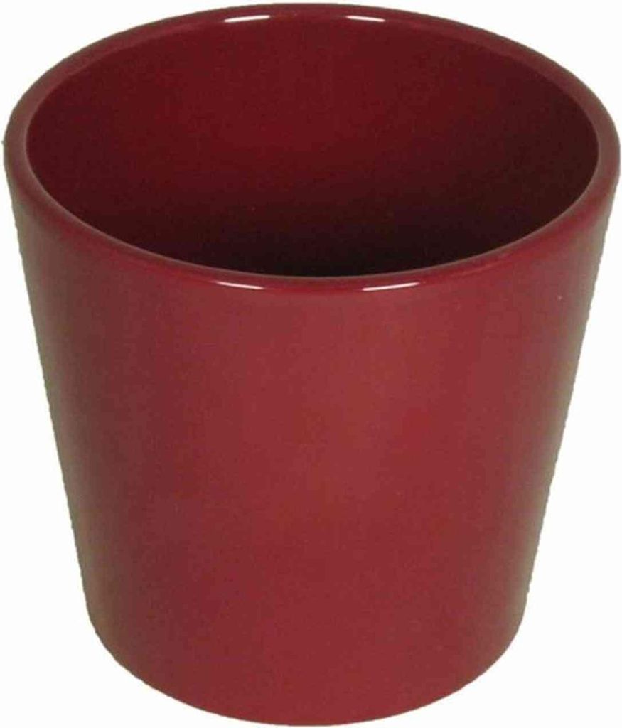 INNA-Glas Keramik Orchideenvase, Ø13,5cm, 12,5cm, weinrot - Pflanztopf/Orchideen-Blumentopf