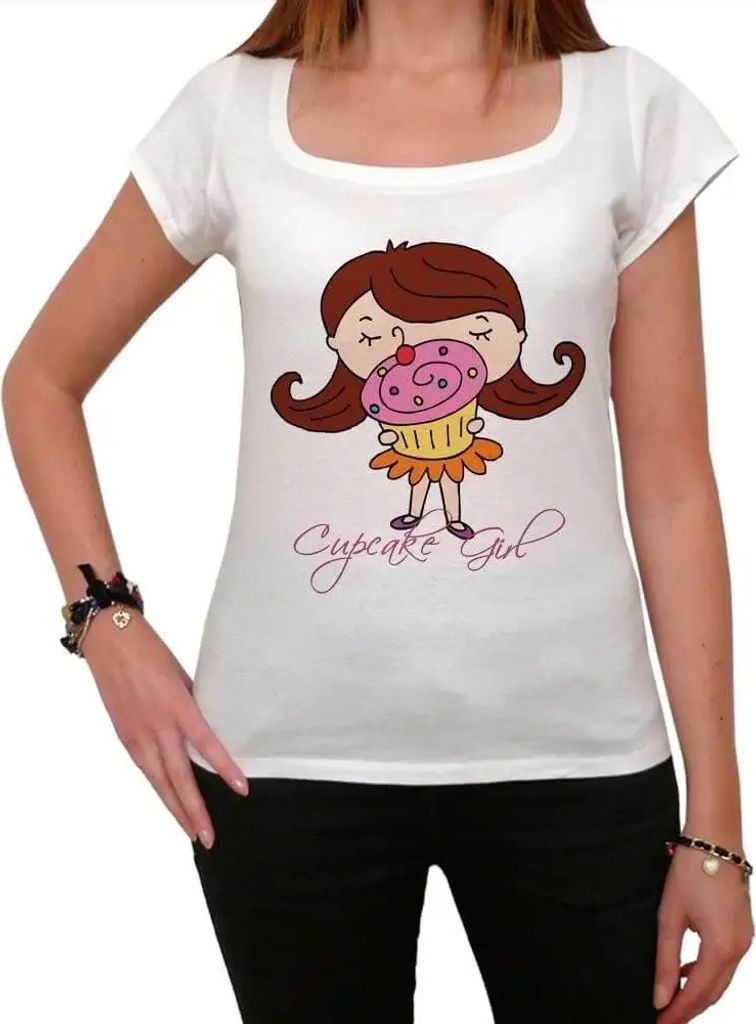 Damen Grafik T-Shirt Cupcake-Mädchen – Cupcake Girl – Öko-Verantwortlich Vintage Jahrgang Kurzarm Lustige Druck Geburtstag Geschenk Frau