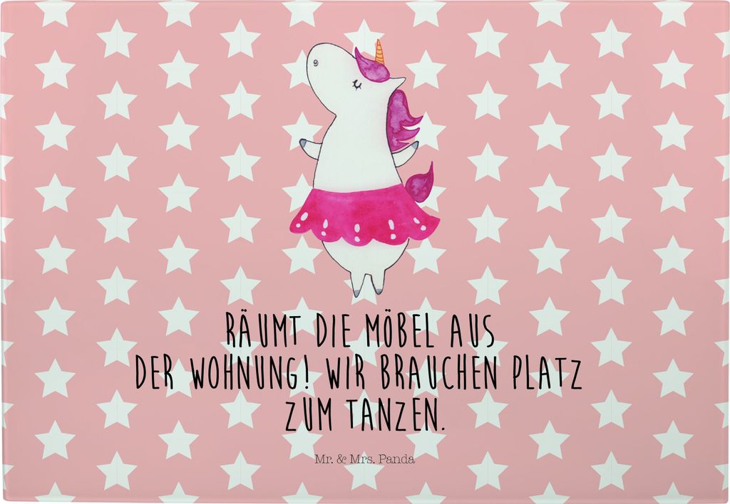 Mr. & Mrs. Panda Glasschneidebrett Einhorn Ballerina - Rot Pastell - Geschenk, Unicorn, Spaß, Hackbrett, Brotzeitplatte, Wohnung, Schneidebrett, G...