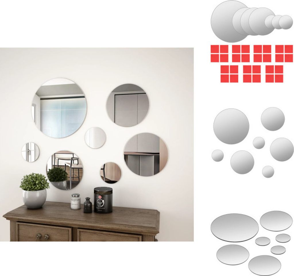 vidaXL 7-teiliges Wandspiegelset Rundglas - Spiegel