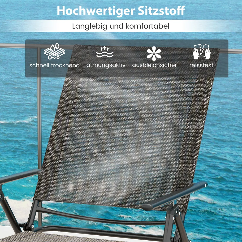 Bain de soleil respirant 150kg Set de 2 Transats réglables de camping - 5