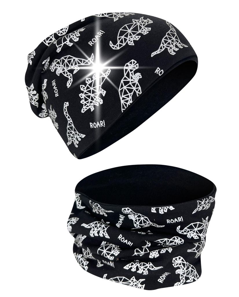 Bonnet réfléchissant pour enfants & loop dinosaure tissu Image du produit 