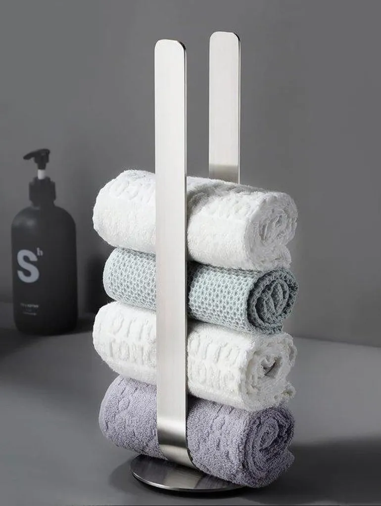 Porte-serviettes inox double barre, support salle de bain anti-rouille