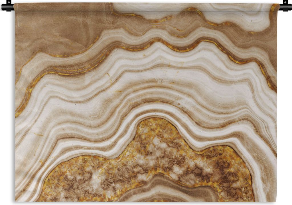 MuchoWow Wandteppich Wandbehang Marmor - Gold - Braun 150x112.50 cm Tapisserie Dekoration Wandtuch - Wanddecke - Wandteppiche
