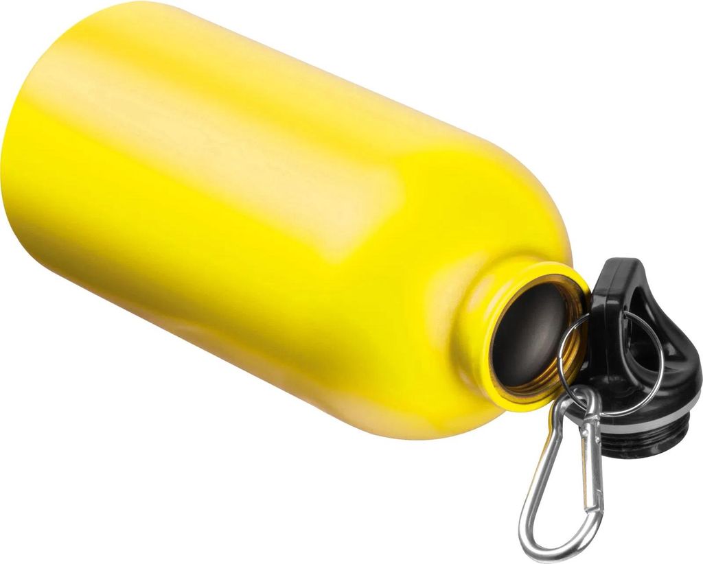 Edelstahl Trinkflasche / mit Karabiner / 500ml / Farbe gelb Produktbild 