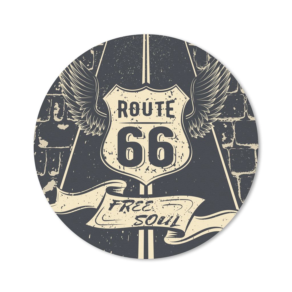 MuchoWow Mauspad Mousepad Route 66 - Vintage - Schwarz - Weiß 40x40 cm - Mousepads - Maus Mat - Pad - Mausunterlage - Schreibtisch Accessoires