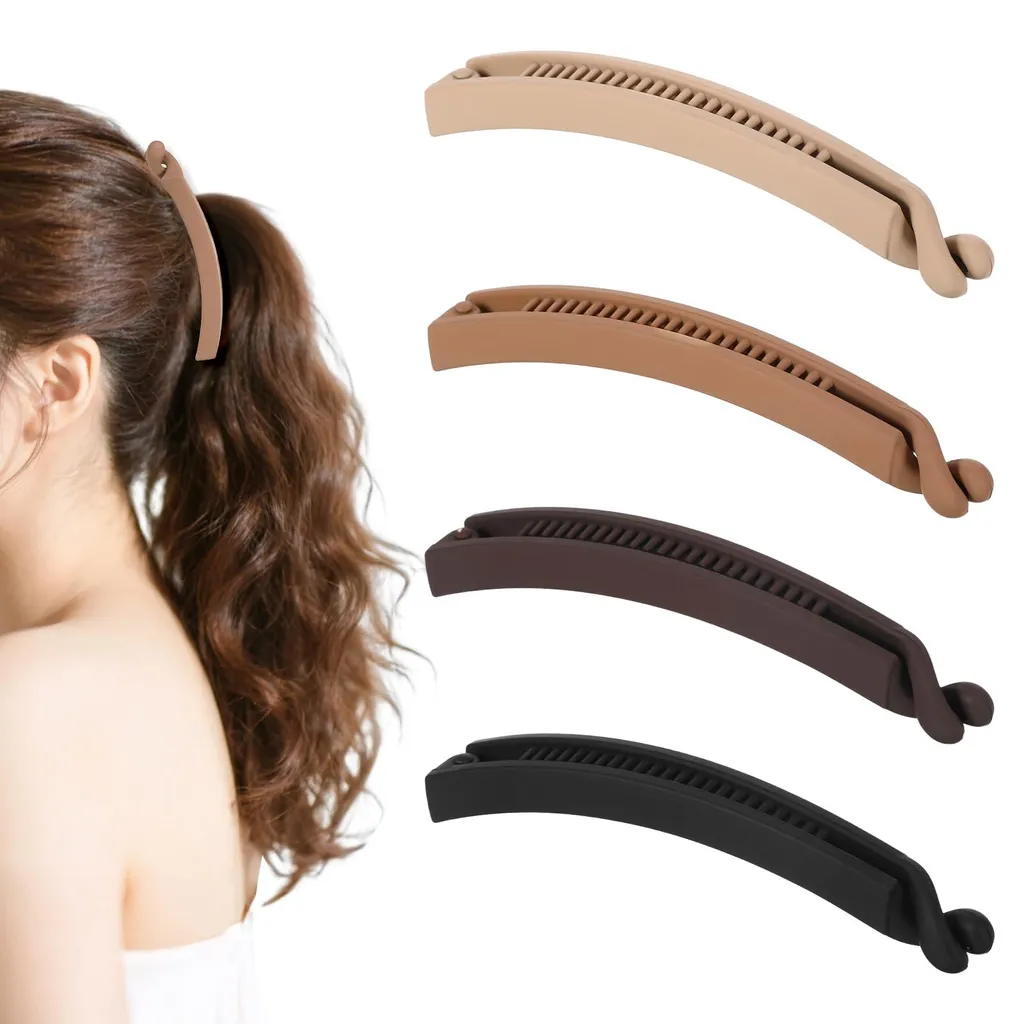 Lot de 4 barrettes banane mates 11 cm avec ressort en métal robuste