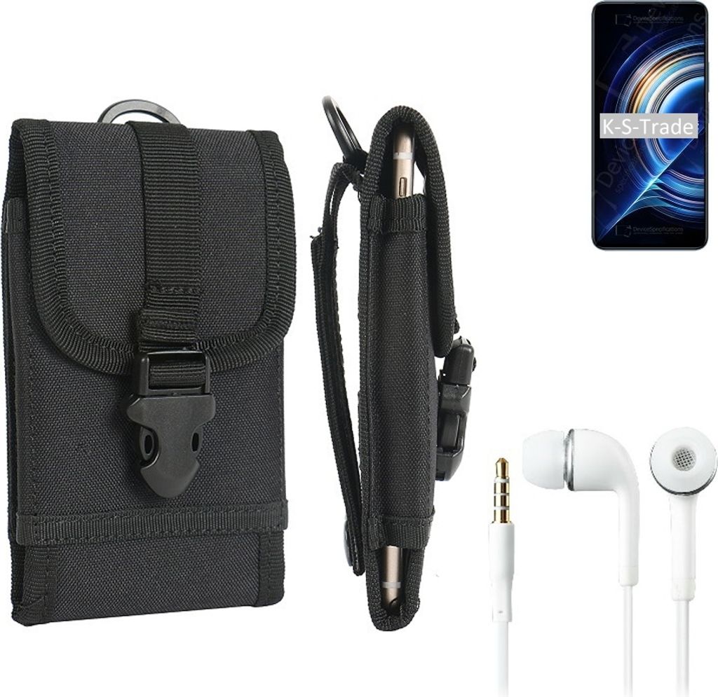 K-S-Trade Holster Schutz Hülle kompatibel mit Xiaomi Redmi K50 Gürteltasche Handy Hülle Tasche outdoor Seitentasche schwarz 1x + Kopfhörer