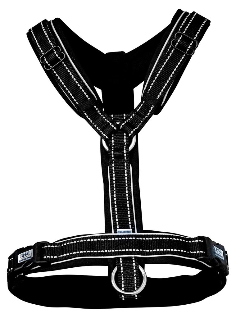 Sprenger Y-Geschirr reflektierend, gepolstert mit weichem, strapazierfähigem Neopren, fellschonend und ergonomisch angepasst | schwarz, M