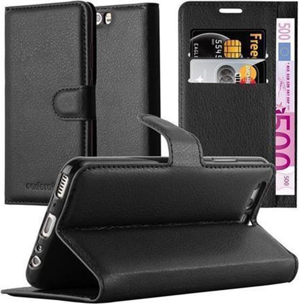 Cadorabo Hülle für Huawei P10 Schutz Hülle in Schwarz Handyhülle Etui Case Cover Magnetverschluss