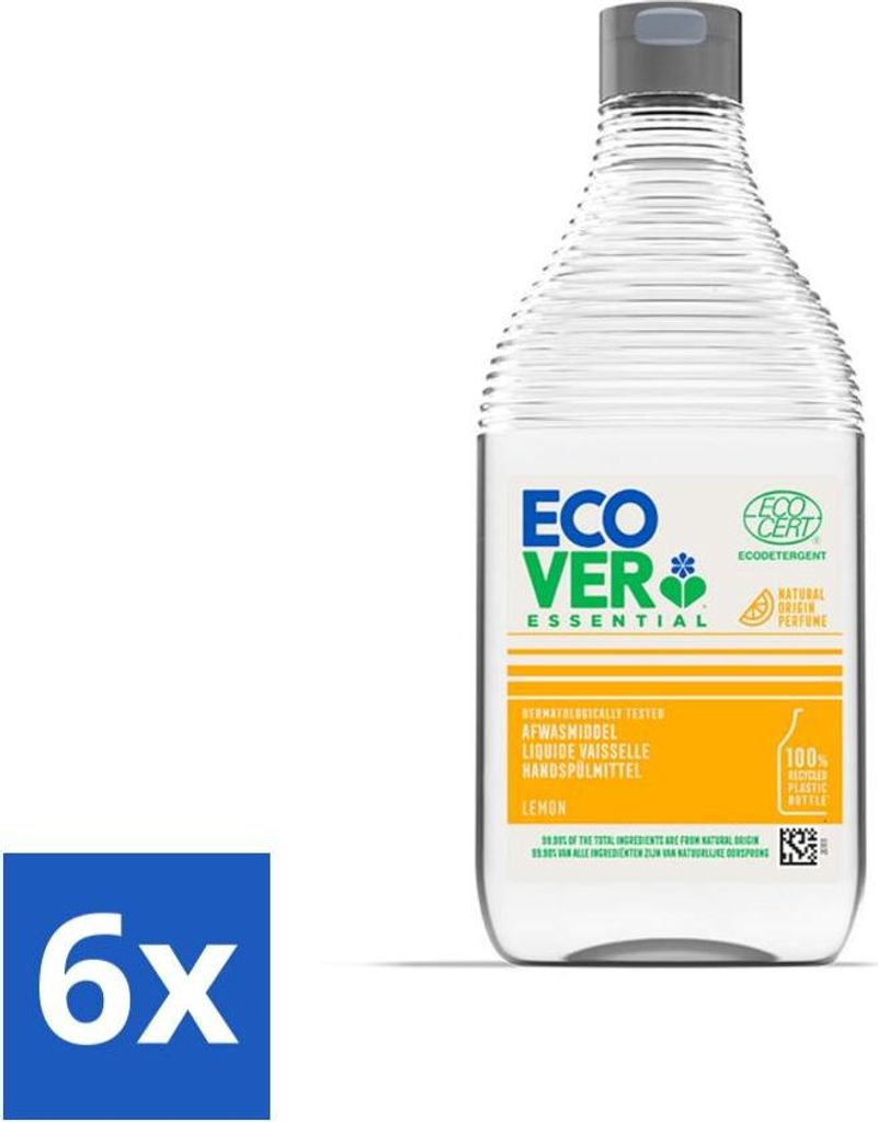 Ecover - Essential Geschirrspülmittel - Zitrone - 450 ml - Vorteilspack - 6 Stücke