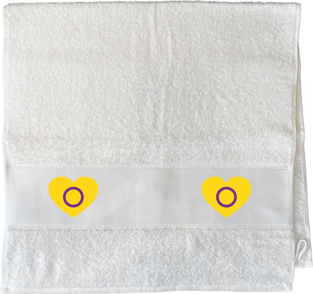 Huuraa Handtuch Intersex Pride Flagge LGBTQ Herz 50x100cm White Baumwolle Handtuch Geschenkidee