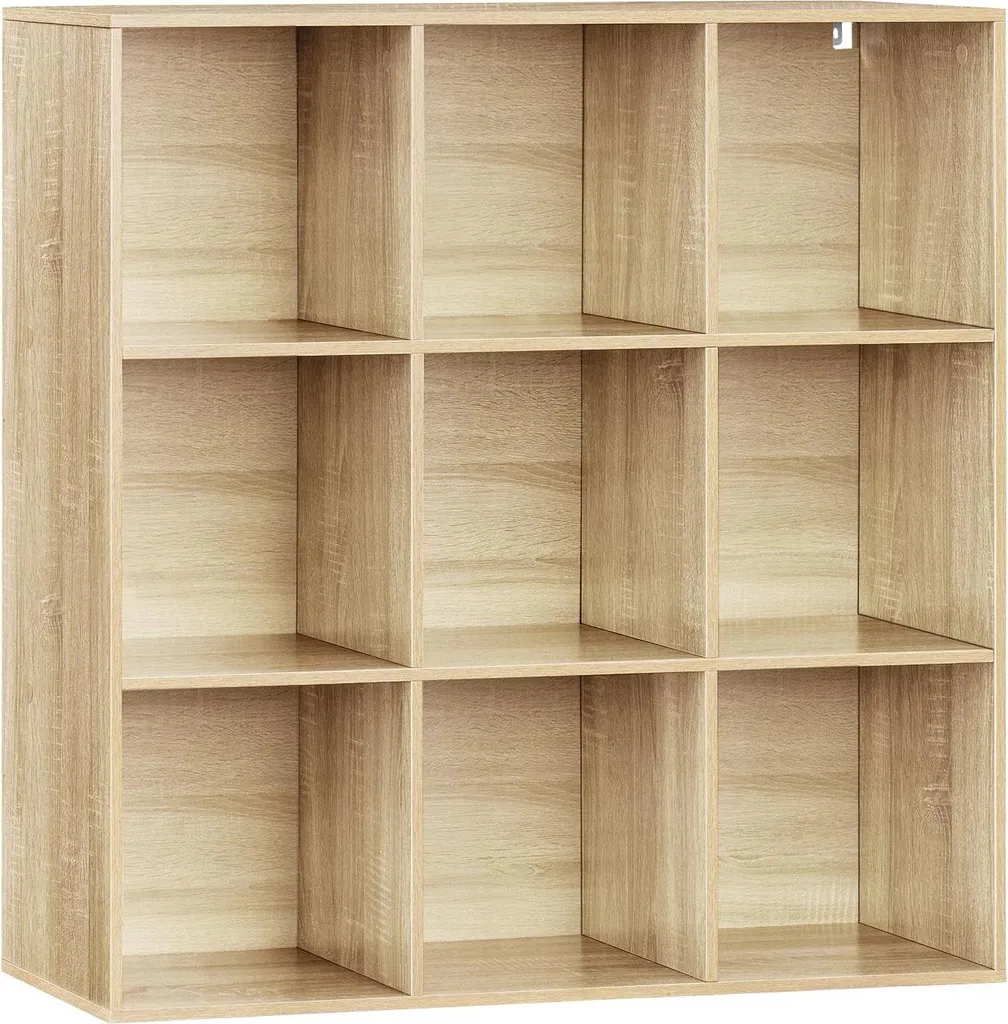 Bibliothèque de Bureau 9 Cases Étagère de Livres Moderne Chêne 94cm