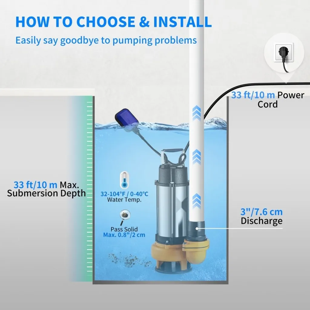 Solution anti-inondation : Pompe submersible 2200W pour évacuation rapide - 6