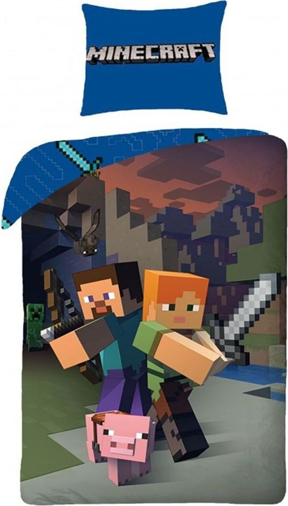 Ložní prádlo Minecraft Steve & Alex 140×200 cm, 70×90 cm Obrázek produktu 